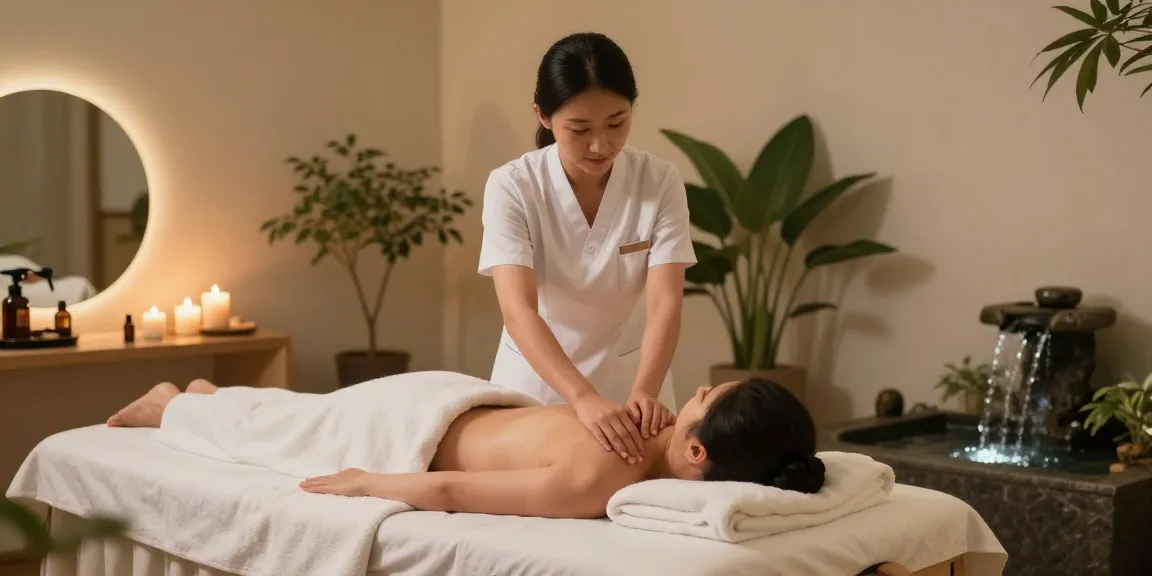 Relaxing 파주출장안마 massage scene with professional therapist and soothing ambiance.