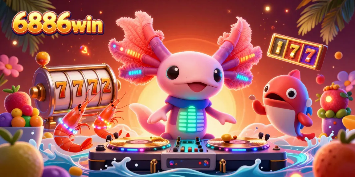 Experience the vibrant world of 6886win with bright slot games and lively characters in a tropical setting.