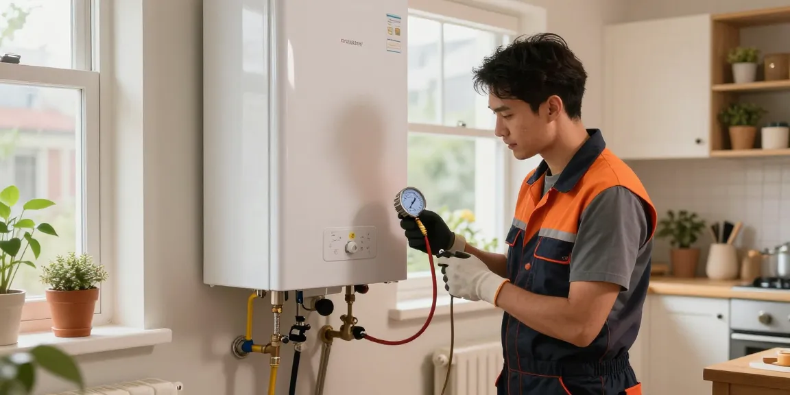 Expert boiler servicing in Belfast with professional technician maintaining a gas boiler