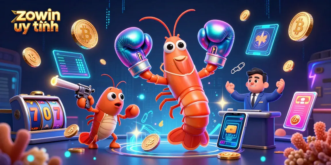 Engage with "zowin uy tín" through an exciting 3D casino scene featuring vibrant digital elements.