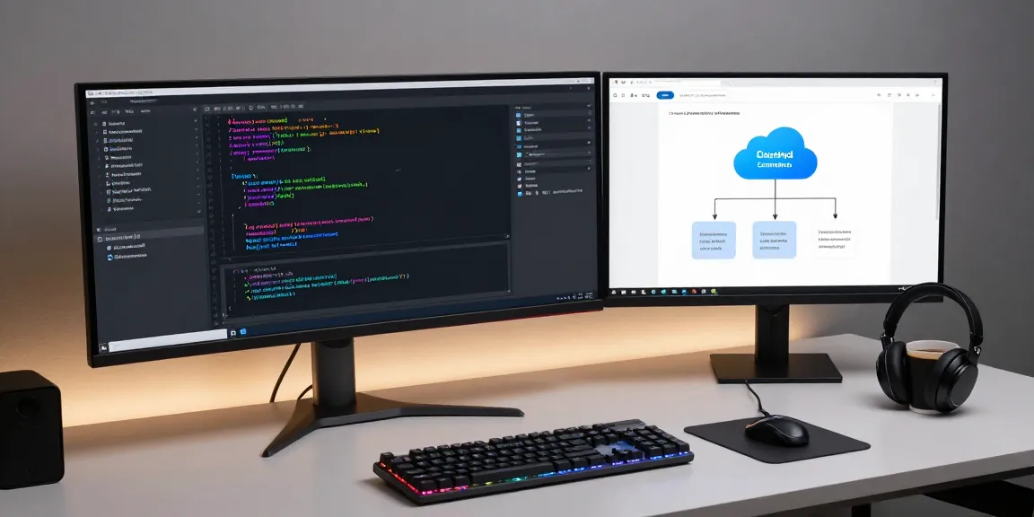 Gi8ee software development workspace showcasing advanced coding and cloud computing.