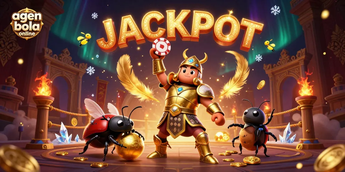 Experience winning excitement at agen bola online with a dynamic 3D casino scene featuring heroic beetles.