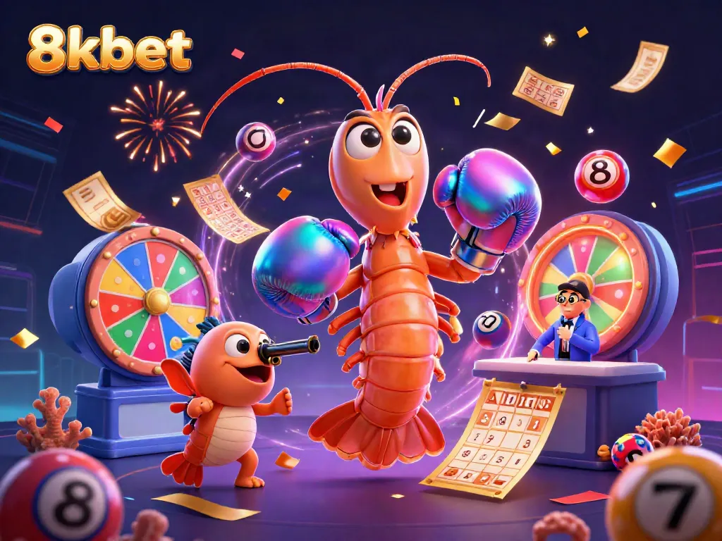 Experience thrilling wins at 8xbet with vibrant lottery elements and energetic characters!
