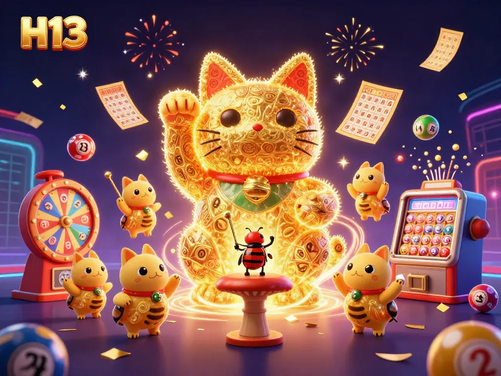 Experience the thrilling H13 online casino with a vibrant, colorful celebration of games and jackpots.