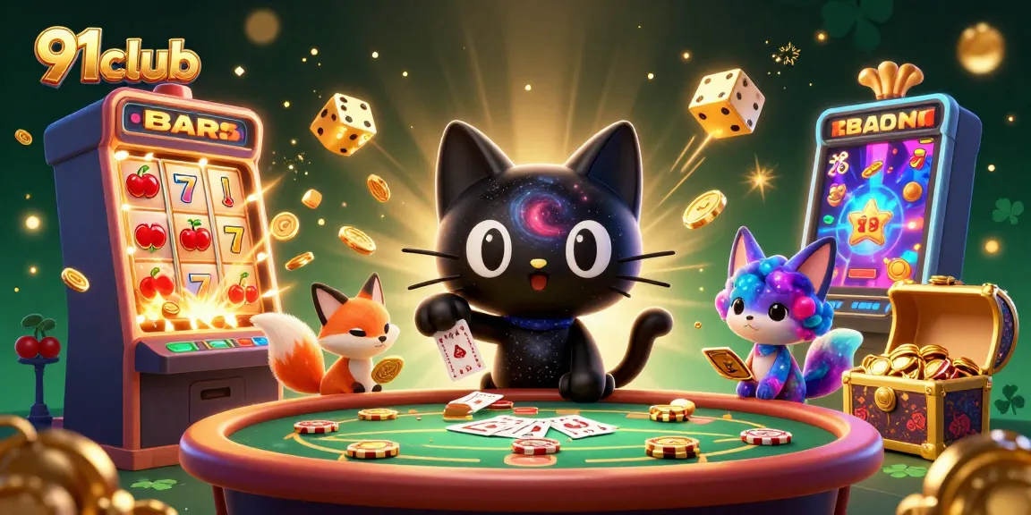 Engage with 91club for an exciting gaming adventure in a cosmic casino with colorful elements.