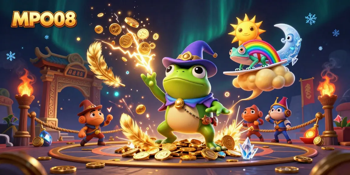 Experience the thrilling world of MPO08 with vibrant characters and dynamic casino elements.