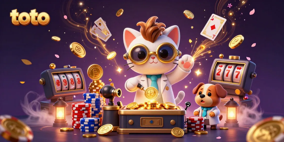 Experience dynamic gameplay with toto as cartoon characters interact amidst cascading coins and casino elements.