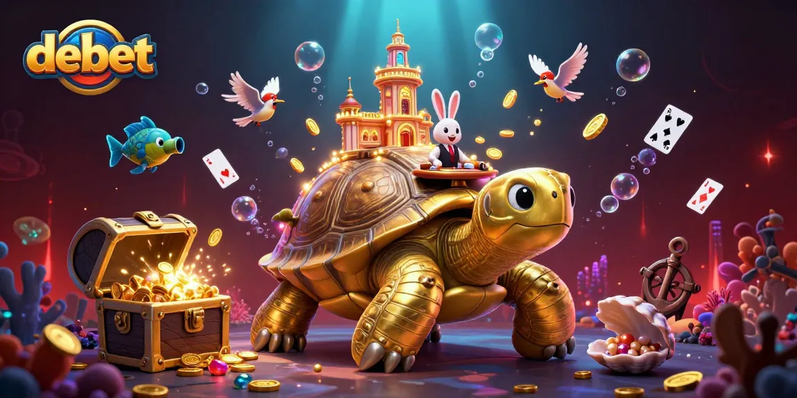 Experience vibrant gaming action with debet as birds fly and coins gleam in a colorful casino scene.