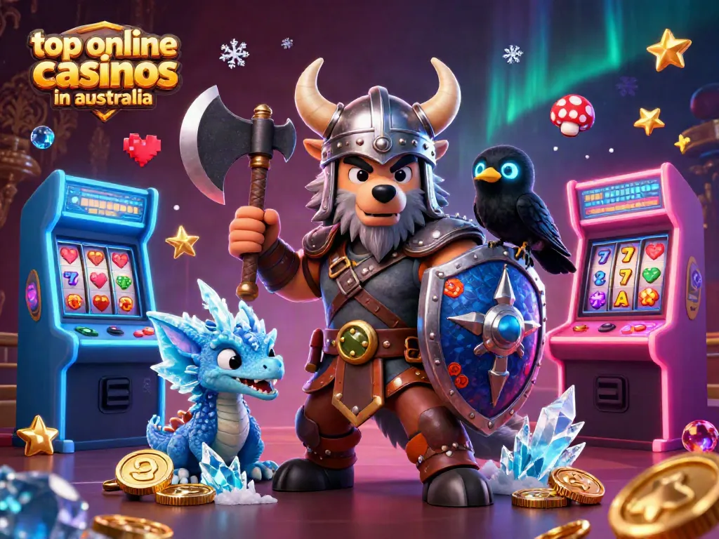 Explore top online casinos in Australia featuring vibrant gaming elements and dynamic characters.