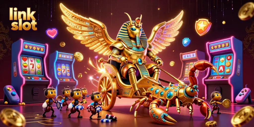 Experience exhilarating moments with the link slot featuring vibrant slot reels and stunning 3D characters.