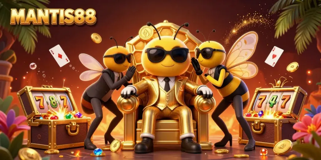 Experience the thrill of MANTIS88 casino games with dynamic characters and vibrant elements.