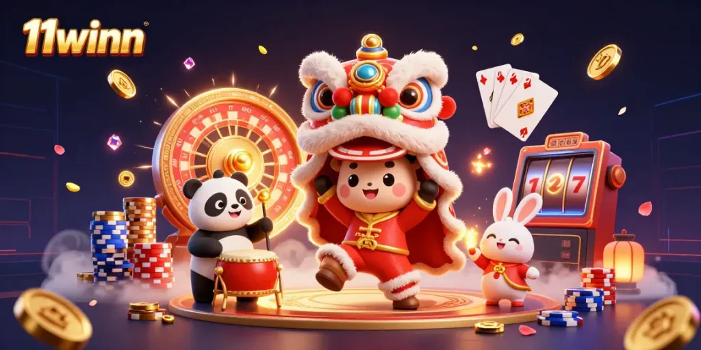 Win big with 11winn's exciting casino featuring a vibrant lion dance and rich game elements.