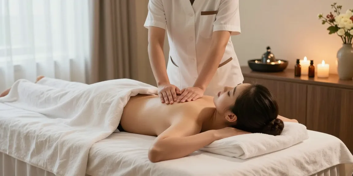 하남출장안마 massage therapy session in a calming spa environment with a therapist providing relaxation.