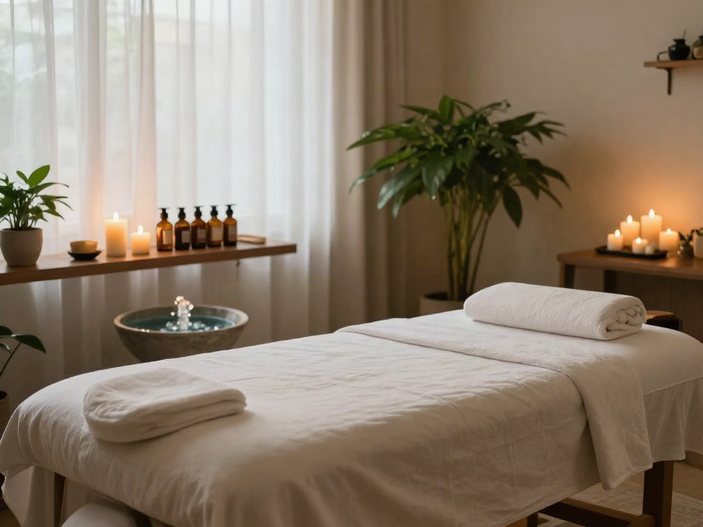 Tranquil massage therapy room designed for 양주출장안마 relaxation.