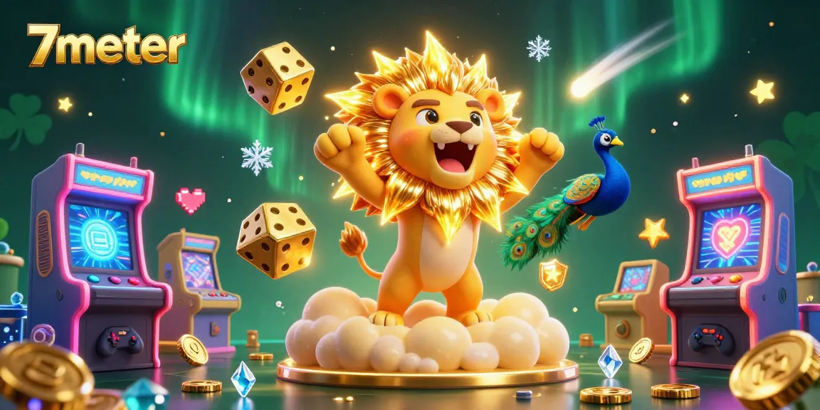 Engage in thrilling sports betting with 7meter, featuring dynamic graphics of a roaring lion and golden dice.