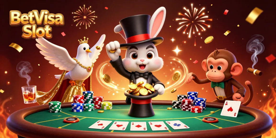 Experience thrilling BetVisa Slot adventure with vibrant characters and dynamic casino elements.