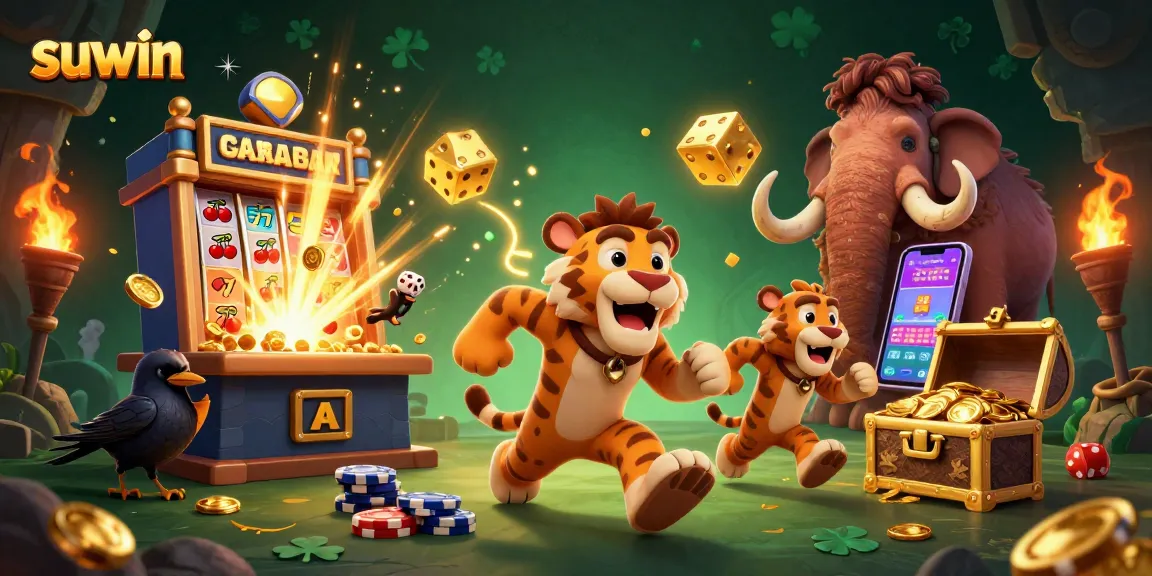 Suwin interactive experience with vibrant characters and explosive jackpot visuals in a captivating casino setting.