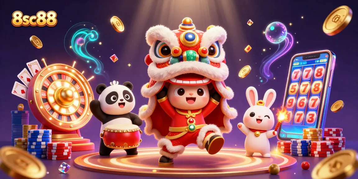 Engage in the festive excitement of 8sc88's casino with playful characters and dynamic game elements.