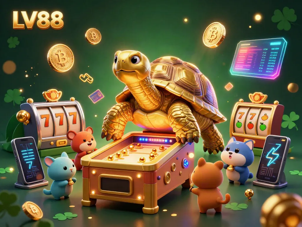 Engage with LV88's dynamic casino adventure featuring a colossal tortoise pinball machine and exciting game elements.