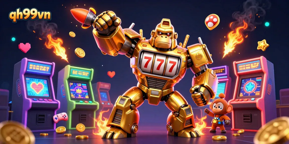 Experience dynamic gaming thrills at qh99vn with an explosive golden gorilla mech and arcade chaos.