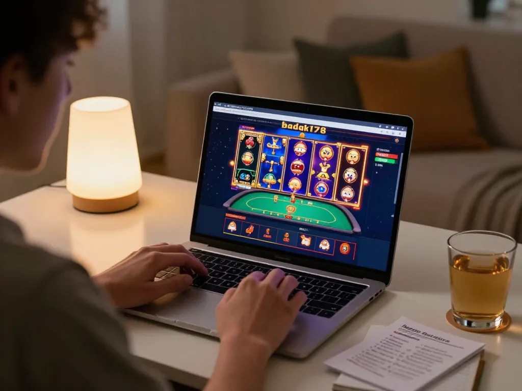 Engaging gameplay on badak178 platform showcasing vibrant slot machines and poker tables.