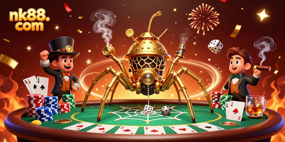 Catch big wins at nk88. com with this vibrant 3D illustration showcasing an exciting casino scene.
