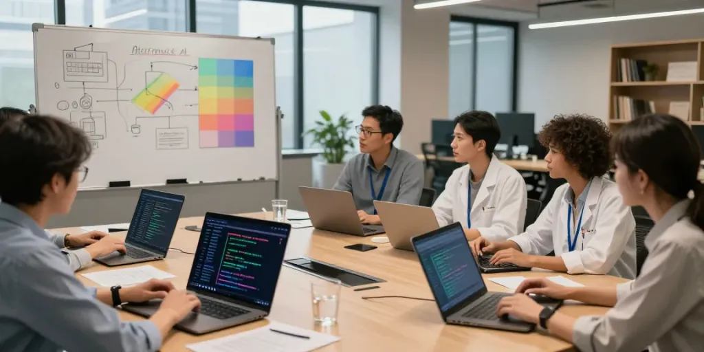 Team collaborating on Enterprise AI strategies in a modern office