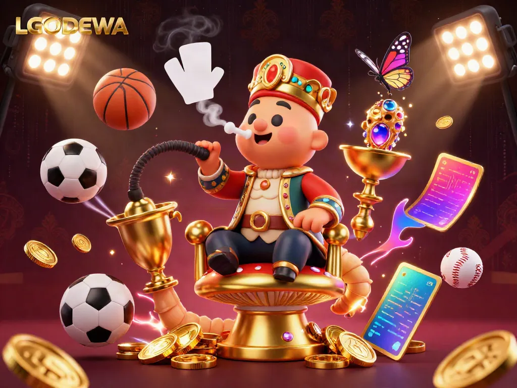 Experience the dynamic energy of LGODEWA with an engaging 3D illustration showcasing gaming motifs.