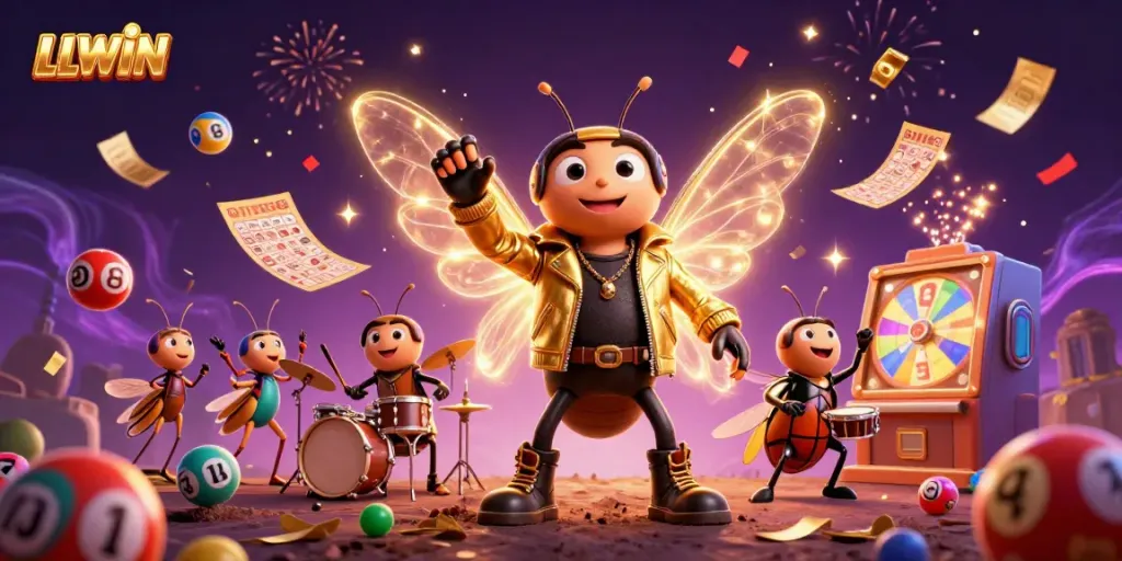 LLWIN brings excitement to online gaming with a 3D cartoon rock star and vibrant game elements.