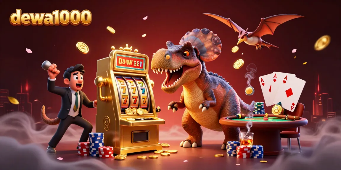 Dewa1000 players winning with a pachycephalosaurus celebrating jackpot at the casino