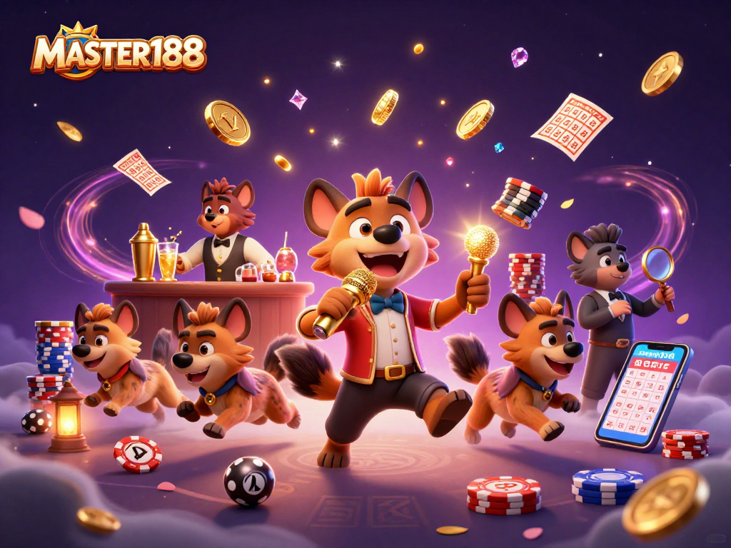 Engage in exciting games at MASTER188 where hyenas capture the fun in a lottery club.