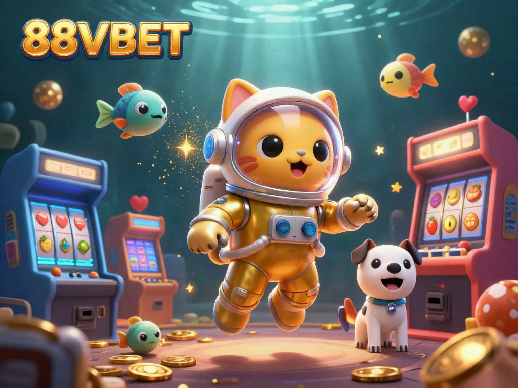 Engage with the vibrant 88VBET casino scene featuring an astronaut cat and a rich gaming environment to enhance your gaming experience.