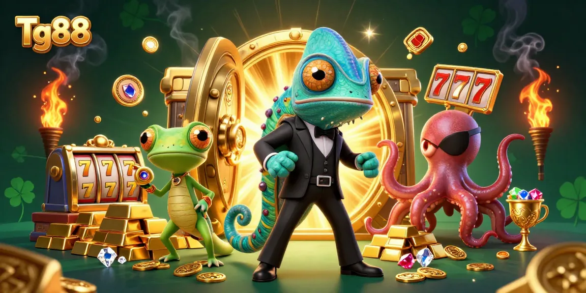 Tg88 offers an exciting gaming experience with colorful characters amidst treasures and jackpots.