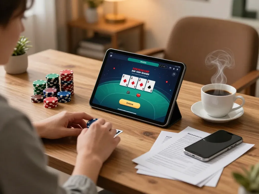 Experience SC88 đăng ký through this engaging home gaming setup with poker app strategy notes.