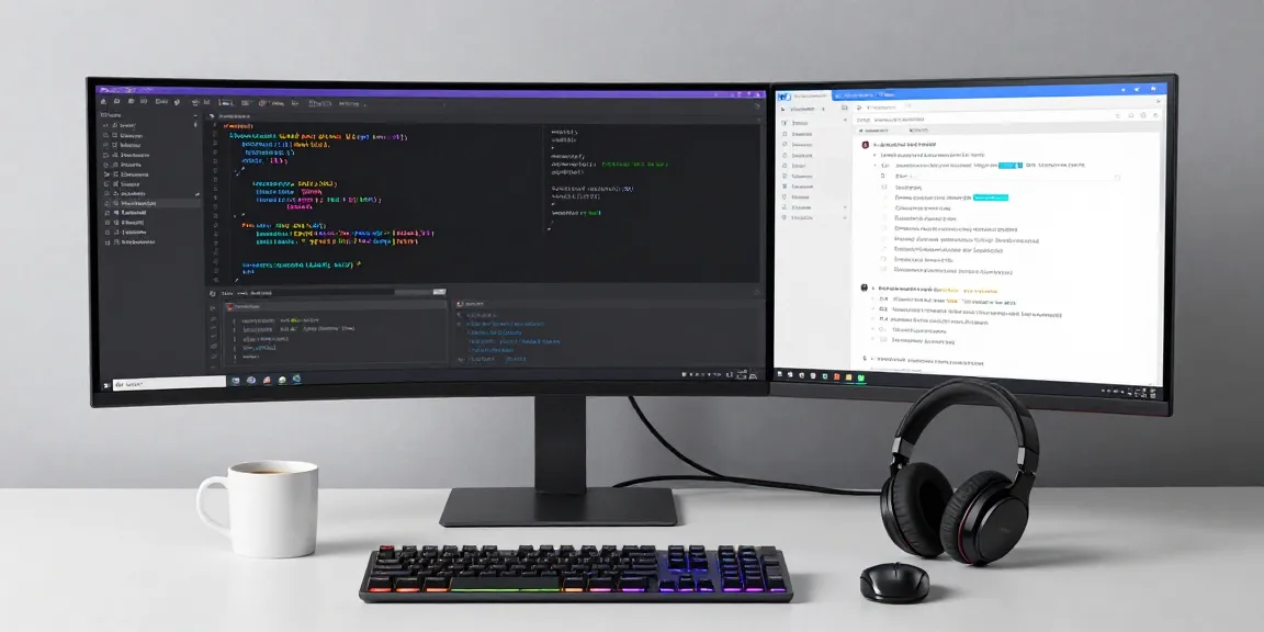 Trang chủ Thabet - Innovative software development in a modern workspace with coding and technology elements