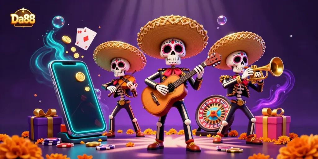 Engage with Da88's vibrant mariachis as they bring luck through captivating casino games.