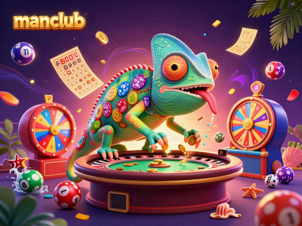 Experience exciting gameplay at Manclub with vibrant casino action and characters.