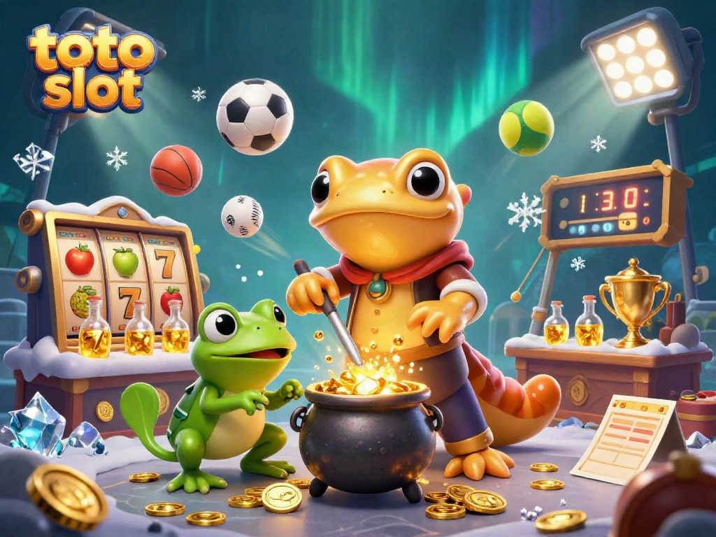 Spin the exciting toto slot reels in a magical casino scene filled with gold coins and enchanting characters