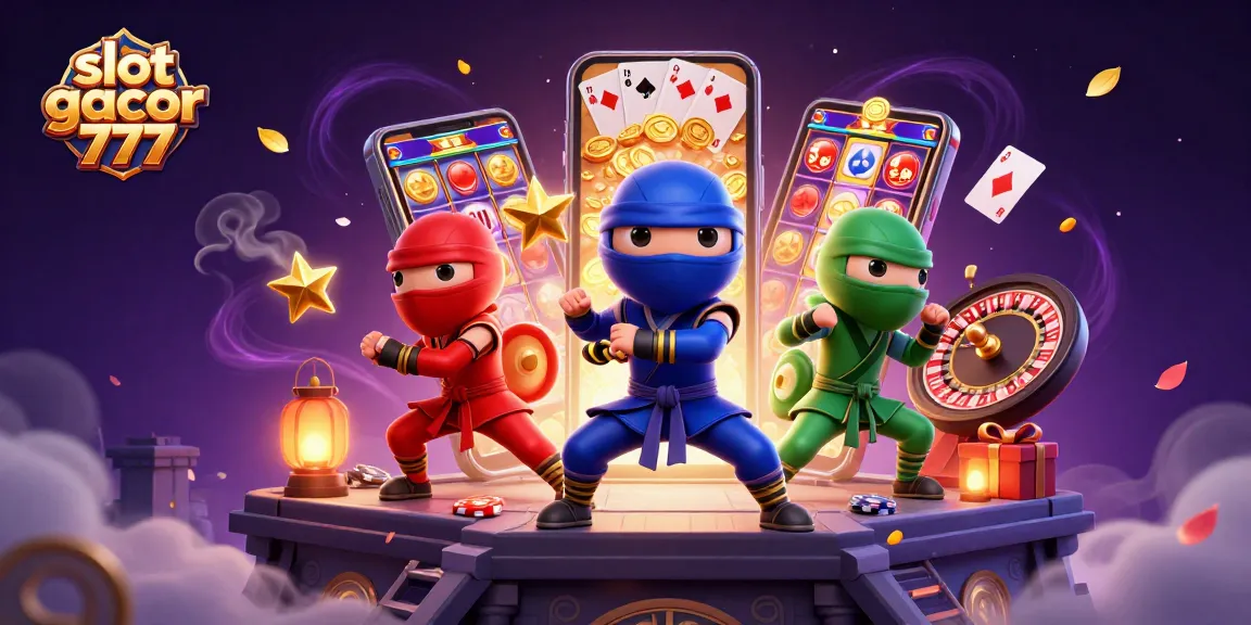 Experience the excitement of slot gacor 777 with a vibrant 3D ninja chameleon illustration showcasing dynamic gambling action.