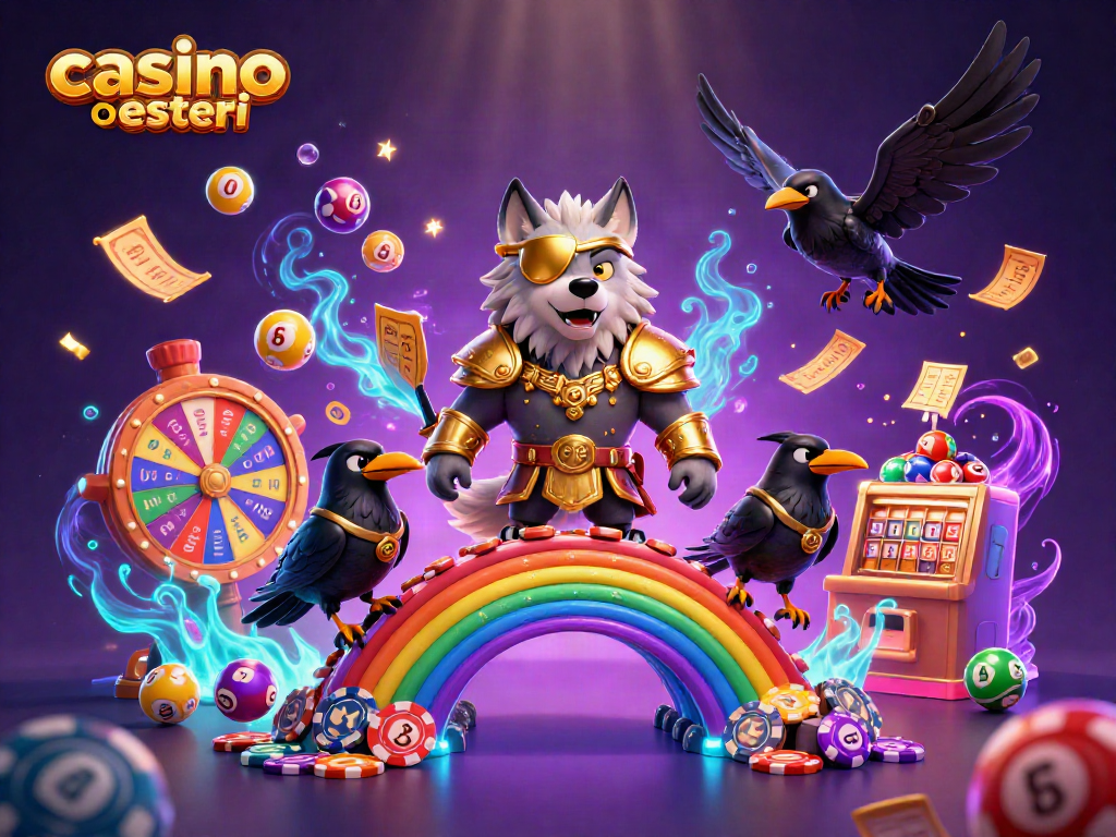 Gioca nei casinò online esteri con personaggi mitologici e palline lotteria colorate che animano l’illustrazione.