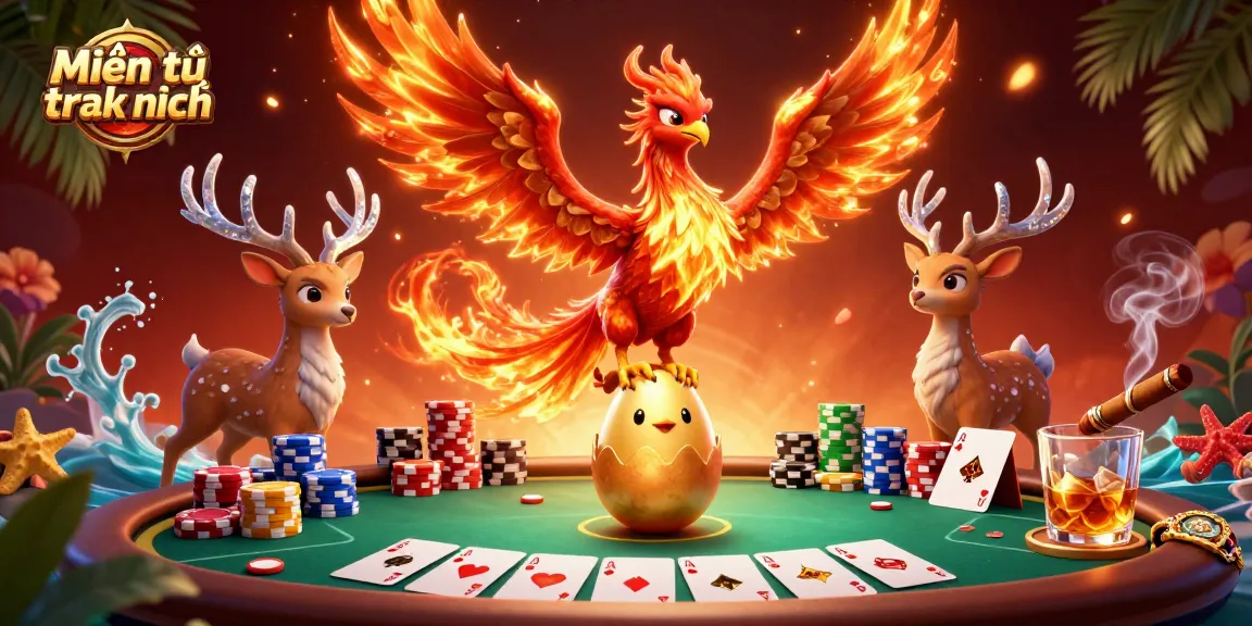 Engage with Miễn trừ trách nhiệm while enjoying a thrilling poker scene featuring mystical characters and vibrant details.