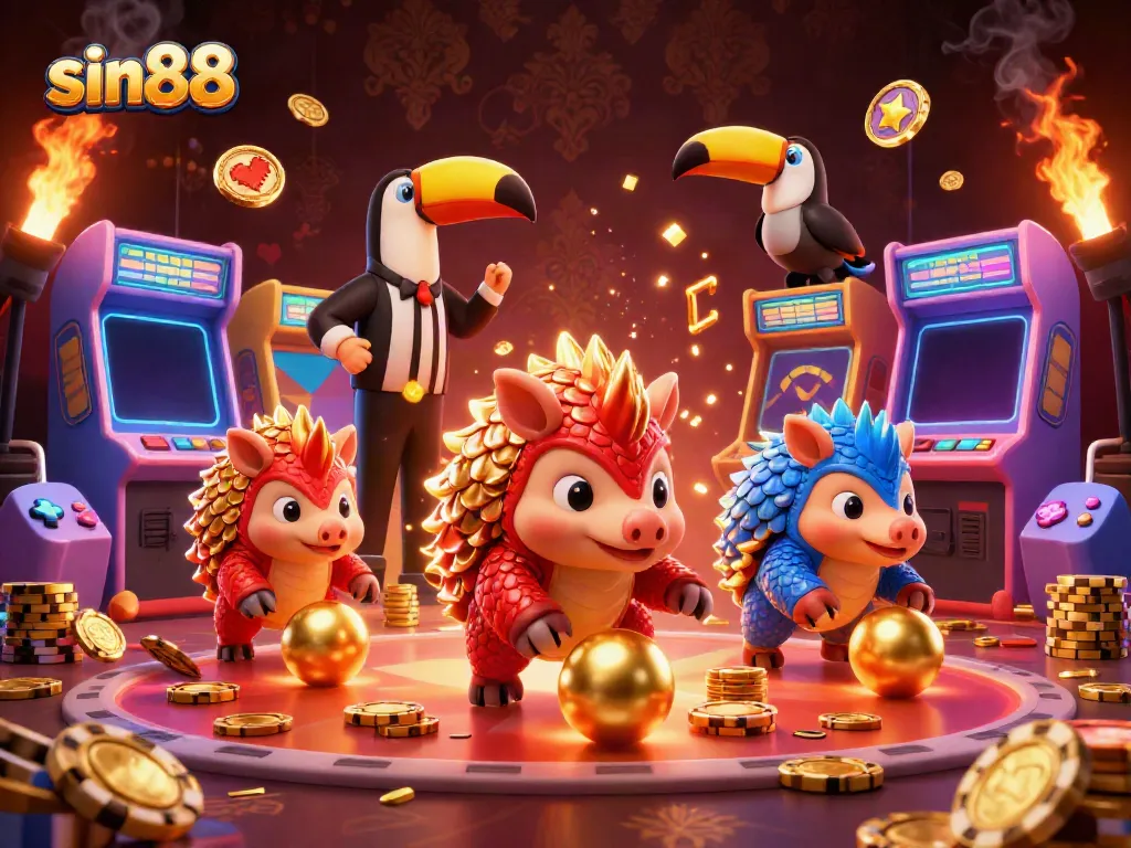 Experience exciting gameplay at sin88 with dynamic pangolins bowling through poker chips!
