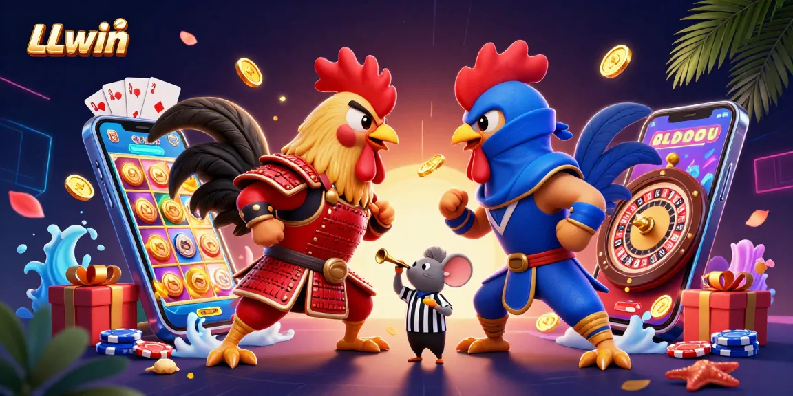 Experience the thrilling standoff of twin roosters in LLwin’s high-stakes gaming scene.
