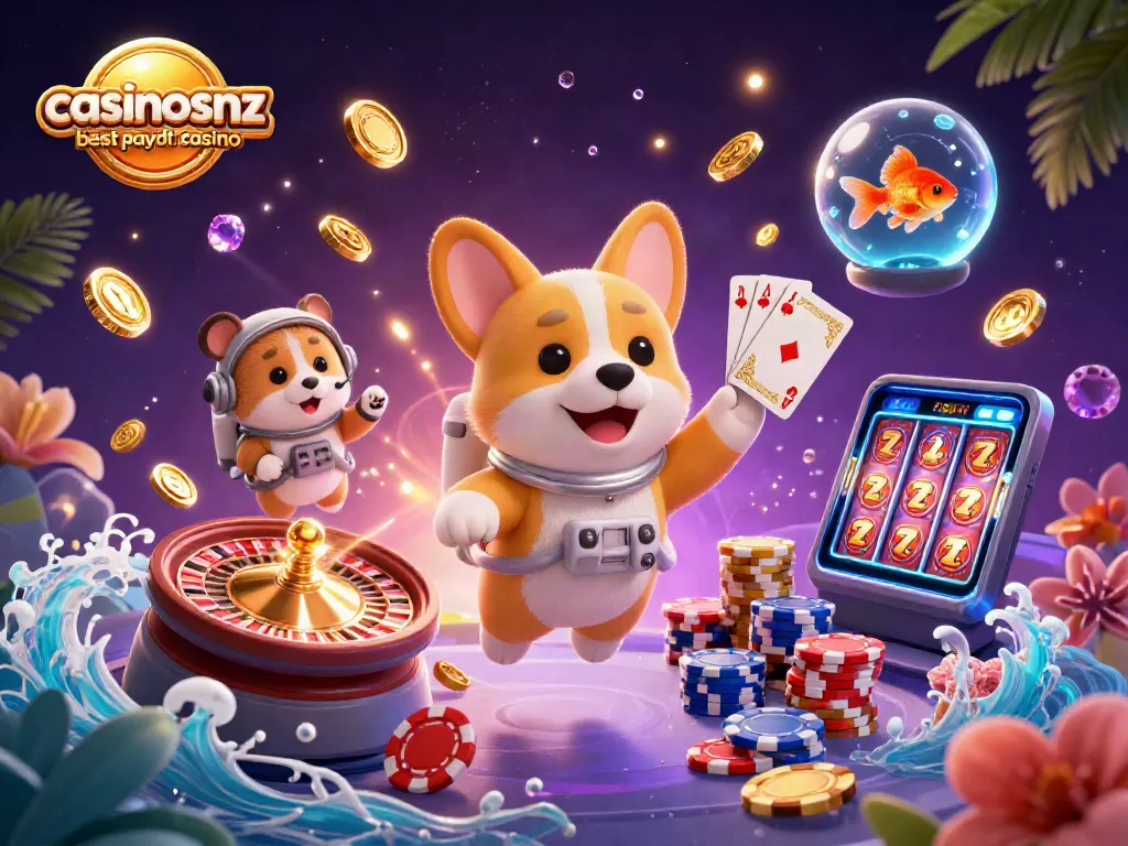 Experience excitement at casinosnz best payout casino with floating treasures in a dynamic 3D scene.