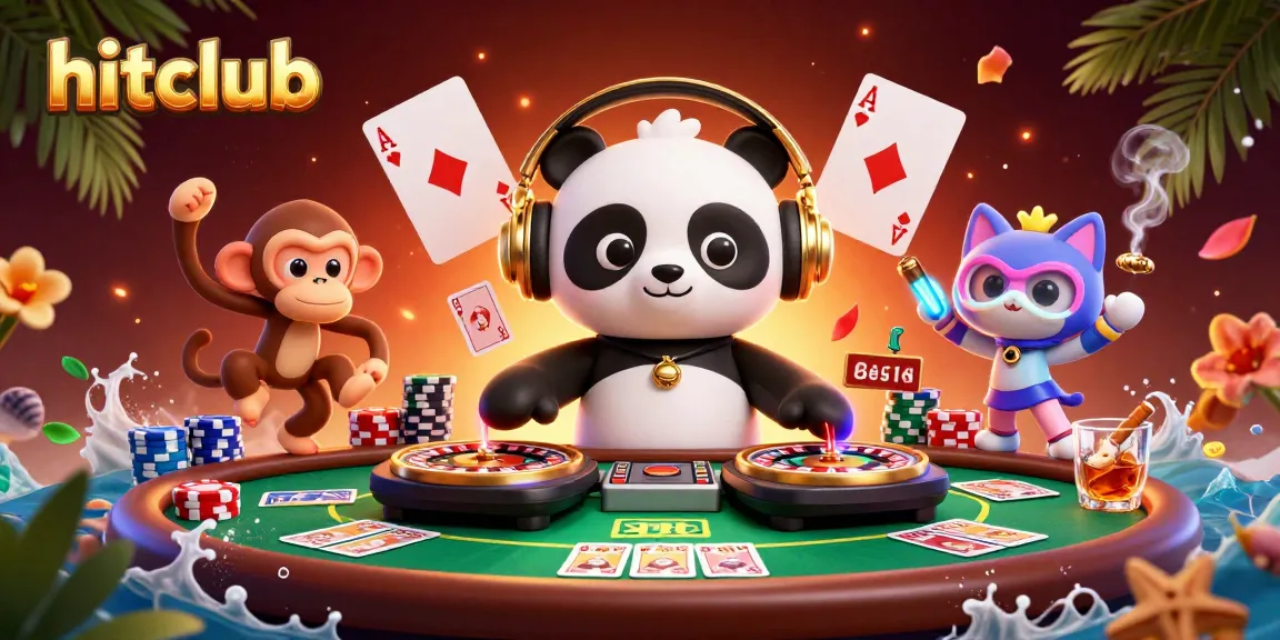 Experience the vibrant hitclub scene with a DJ panda, breakdancing monkey, and glowing kitten at a poker table.