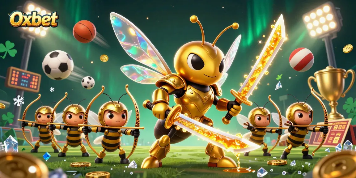 Engage with Oxbet's dynamic sports betting universe featuring 3D characters and vibrant game elements.