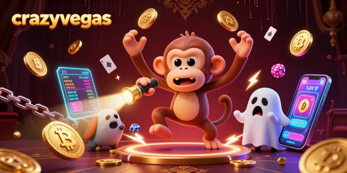 Experience thrilling fun at crazyvegas as playful ghost-themed characters explore a haunted casino.
