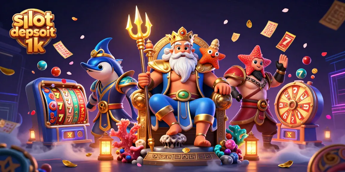 Experience the excitement of slot depsoit 1k with Neptune and dynamic slot elements in this vibrant illustration.