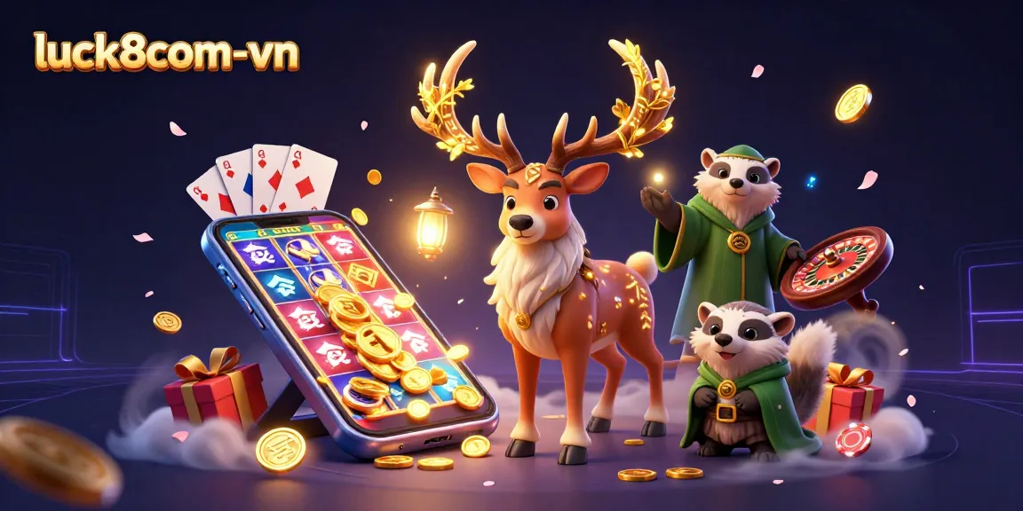 Experience luck8com-vn with exciting slot games featuring a mystical druid and iconic casino elements.