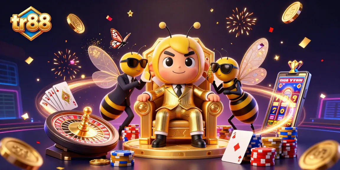 tr88's vibrant casino scene featuring a bumblebee mob boss and sparkling gaming elements.